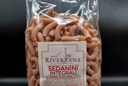 SEDANINI INTEGRALI DI GRANO DURO BIOLOGICO RIVERZANA 500 gr. SEDANINI INTEGRALI DI GRANO DURO BIOLOGICO RIVERZANA 500 gr.